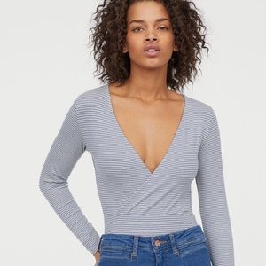 NWT • Striped Wrapped Bodysuit